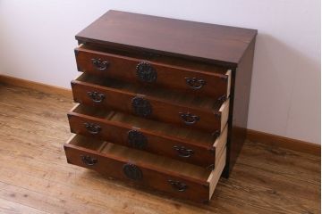 中古　岩谷堂箪笥　天板リメイク　唐獅子の金具が魅力の衣装箪笥(チェスト、整理ダンス)