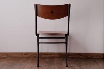 ヴィンテージ家具　ヨーロッパビンテージ　レトロな佇まいのスクールチェア(キッズチェア、鉄脚チェア、椅子)(3)