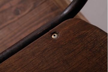 ヴィンテージ家具　ヨーロッパビンテージ　使い込まれた風合いが魅力のスクールチェア(キッズチェア、鉄脚チェア、椅子)(1)