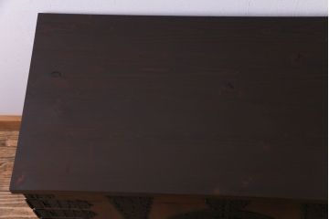 アンティーク家具　和製アンティーク　明治期　ヒノキ材　存在感抜群の観音開き箪笥ローボード(ローチェスト、衣装箪笥)