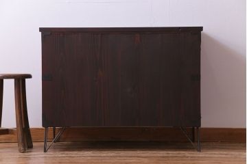 アンティーク家具　和製アンティーク　明治期　ヒノキ材　存在感抜群の観音開き箪笥ローボード(ローチェスト、衣装箪笥)