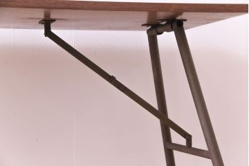 ラフジュ工房オリジナル　鉄脚　シンプルなウォールナット材製折りたたみテーブル(作業台、ワークデスク、在宅ワーク、在宅用)