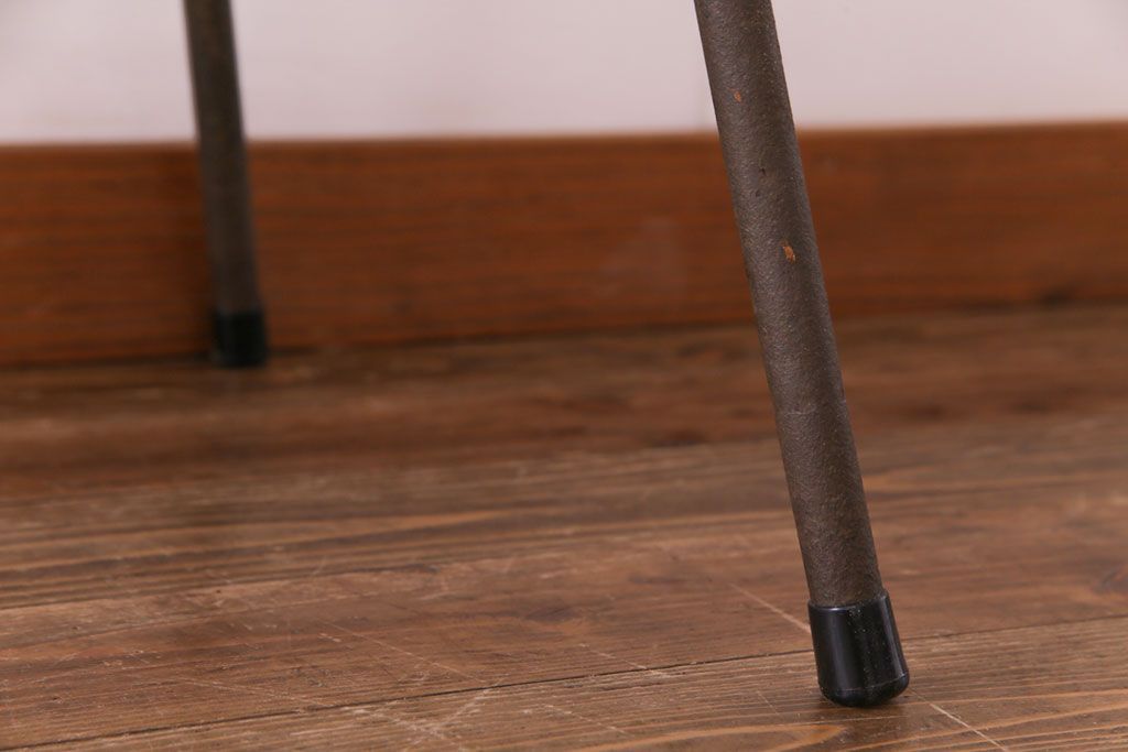 ラフジュ工房オリジナル　鉄脚　ホワイトオーク材製折りたたみテーブル(作業台、ワークデスク、在宅ワーク、在宅用)