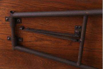 ラフジュ工房オリジナル　鉄脚　ホワイトオーク材製折りたたみテーブル(作業台、ワークデスク、在宅ワーク、在宅用)