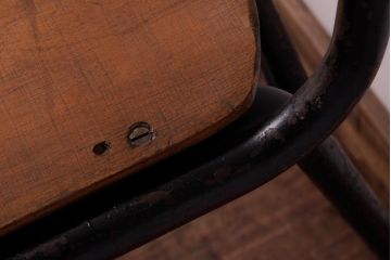 ヴィンテージ家具　ヨーロッパビンテージ　使い込まれた風合いが魅力のスクールチェア(キッズチェア、鉄脚チェア、椅子)(3)