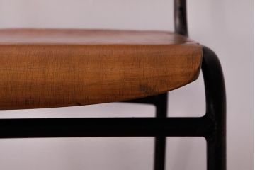 ヴィンテージ家具　ヨーロッパビンテージ　使い込まれた風合いが魅力のスクールチェア(キッズチェア、鉄脚チェア、椅子)(3)