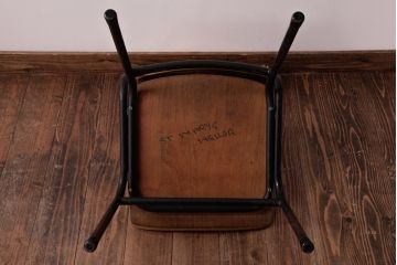 ヴィンテージ家具　ヨーロッパビンテージ　使い込まれた風合いが魅力のスクールチェア(キッズチェア、鉄脚チェア、椅子)(3)