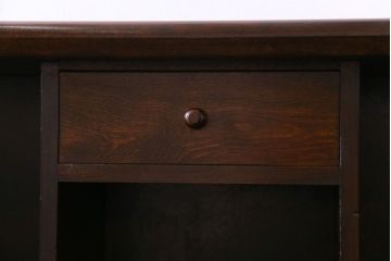 中古美品　松本民芸家具　個性が光るシックなK型ビューロー(ワークデスク、在宅ワーク、在宅用、簿記机)(定価約37万円)
