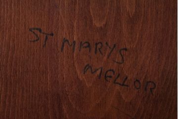 ヴィンテージ家具　ヨーロッパビンテージ　レトロな佇まいのスクールチェア(キッズチェア、鉄脚チェア、椅子)2脚セット