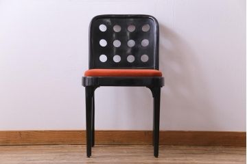 ヴィンテージ家具　イギリスビンテージ　オレンジの座面が可愛らしいレトロモダンなチェア(ダイニングチェア、椅子)(1)