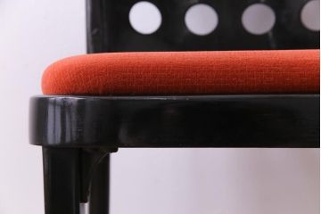ヴィンテージ家具　イギリスビンテージ　オレンジの座面が可愛らしいレトロモダンなチェア(ダイニングチェア、椅子)(2)
