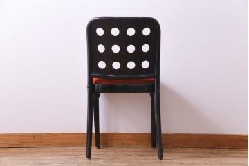 ヴィンテージ家具　イギリスビンテージ　オレンジの座面が可愛らしいレトロモダンなチェア(ダイニングチェア、椅子)(2)