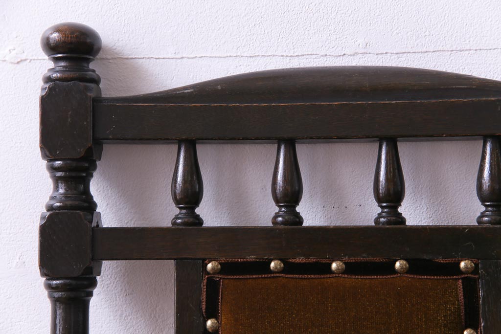 アンティーク家具　大正ロマン　ナラ材　エレガントな佇まいのアンティークチェア(ダイニングチェア、椅子)