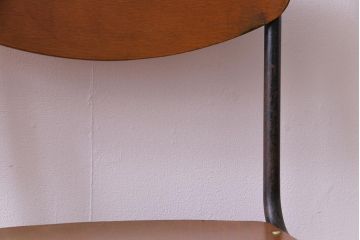 ヴィンテージ家具　ヨーロッパビンテージ　レトロな佇まいのスクールチェア(キッズチェア、鉄脚チェア、椅子)2脚セット(2)