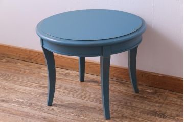 ペイント家具　リメイク　天童木工　レトロな色合いのラウンドテーブル(サイドテーブル、センターテーブル)