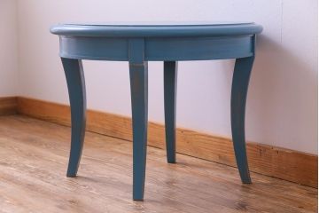 ペイント家具　リメイク　天童木工　レトロな色合いのラウンドテーブル(サイドテーブル、センターテーブル)