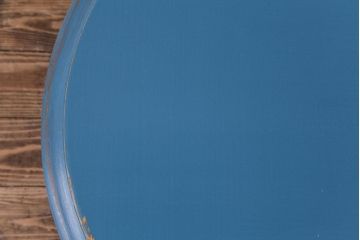 ペイント家具　リメイク　天童木工　レトロな色合いのラウンドテーブル(サイドテーブル、センターテーブル)