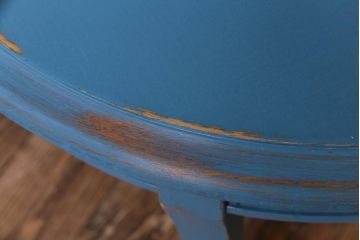 ペイント家具　リメイク　天童木工　レトロな色合いのラウンドテーブル(サイドテーブル、センターテーブル)