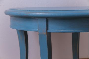 ペイント家具　リメイク　天童木工　レトロな色合いのラウンドテーブル(サイドテーブル、センターテーブル)