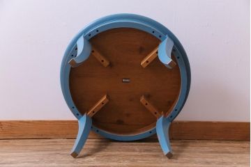 ペイント家具　リメイク　天童木工　レトロな色合いのラウンドテーブル(サイドテーブル、センターテーブル)