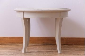 ペイント家具　リメイク　天童木工　フレンチテイストにも活躍するラウンドテーブル(サイドテーブル、センターテーブル)(1)