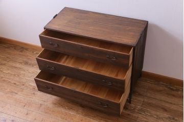 アンティーク家具　和製アンティーク　リメイク　桐材　シンプルな作りが味わい深いサイドチェスト(サイドボード、引き出し)