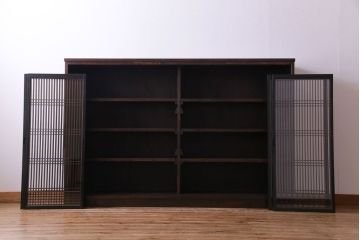 ラフジュ工房オリジナル　シンプルな書院戸をリメイクしたガラス戸棚(組子、収納棚、サイドボード)