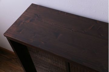 ラフジュ工房オリジナル　シンプルな書院戸をリメイクしたガラス戸棚(組子、収納棚、サイドボード)