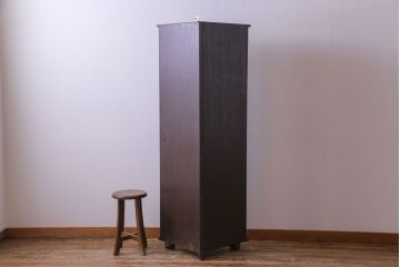 ビンテージ家具　イギリスヴィンテージ　オーク材　菱形のステンドグラスがおしゃれなコーナーキャビネット(飾り棚、収納棚、戸棚)