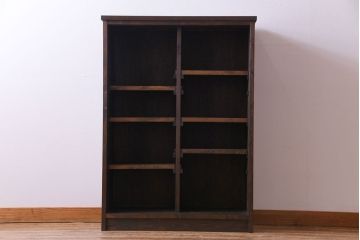 ラフジュ工房オリジナル　当時物色ガラス入り!　大正ロマンな建具を使った戸棚(収納棚、本箱)