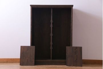 ラフジュ工房オリジナル　当時物色ガラス入り!　大正ロマンな建具を使った戸棚(収納棚、本箱)