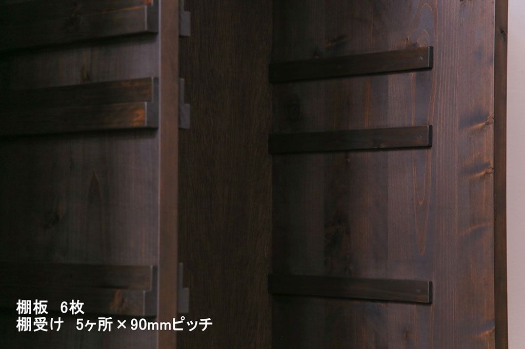 ラフジュ工房オリジナル　当時物色ガラス入り!　大正ロマンな建具を使った戸棚(収納棚、本箱)