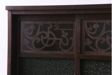 ラフジュ工房オリジナル　当時物色ガラス入り!　大正ロマンな建具を使った戸棚(収納棚、本箱)