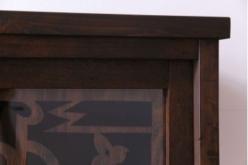 ラフジュ工房オリジナル　当時物色ガラス入り!　大正ロマンな建具を使った戸棚(収納棚、本箱)