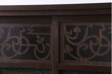 ラフジュ工房オリジナル　当時物色ガラス入り!　大正ロマンな建具を使った戸棚(収納棚、本箱)