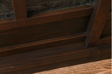 ラフジュ工房オリジナル　当時物色ガラス入り!　大正ロマンな建具を使った戸棚(収納棚、本箱)