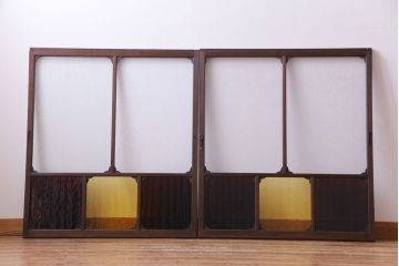 ラフジュ工房オリジナル　色ガラスが目を引くリメイクサイドボード(収納棚、戸棚)