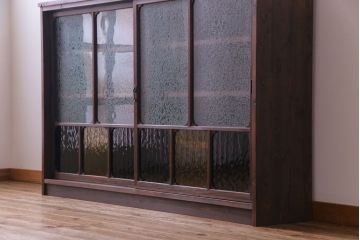 ラフジュ工房オリジナル　色ガラスが目を引くリメイクサイドボード(収納棚、戸棚)