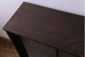 ラフジュ工房オリジナル　色ガラスが目を引くリメイクサイドボード(収納棚、戸棚)