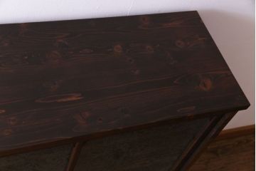 ラフジュ工房オリジナル　色ガラスが目を引くリメイクサイドボード(収納棚、戸棚)