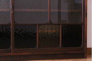 ラフジュ工房オリジナル　色ガラスが目を引くリメイクサイドボード(収納棚、戸棚)