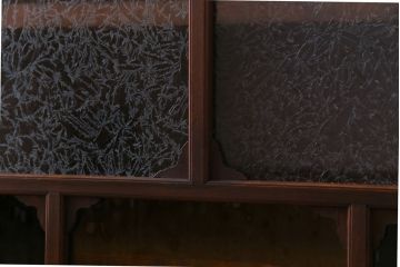 ラフジュ工房オリジナル　色ガラスが目を引くリメイクサイドボード(収納棚、戸棚)