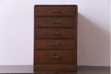 レトロ家具　昭和レトロ　ナラ材　素朴で温かみのある小引き出し(小物収納)