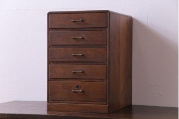 レトロ家具　昭和レトロ　ナラ材　素朴で温かみのある小引き出し(小物収納)