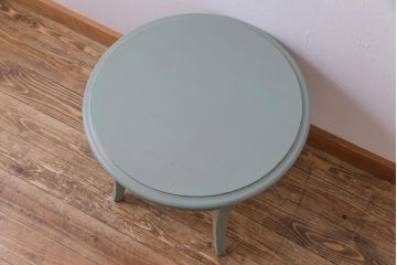 ペイント家具　天童木工　シャビーシックなカラーがお洒落なラウンドテーブル(サイドテーブル、センターテーブル)(1)
