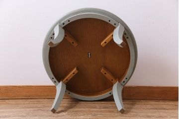 ペイント家具　天童木工　シャビーシックなカラーがお洒落なラウンドテーブル(サイドテーブル、センターテーブル)(1)