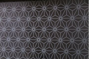 大正昭和初期　ガラス入り　燻された古い木が味わい深い麻の葉ガラス入り格子戸4枚セット(引き戸、建具)