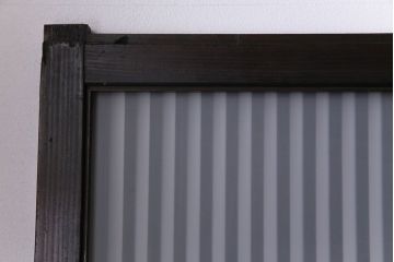 大正昭和初期　ガラス入り　燻された古い木が味わい深い麻の葉ガラス入り格子戸4枚セット(引き戸、建具)