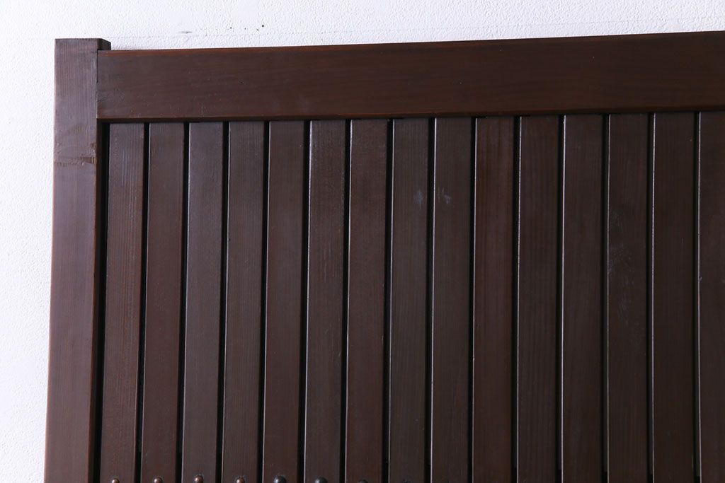 和製アンティーク　ガラス入り　和の風情を演出してくれる平格子戸2枚セット　(R-031430)