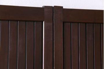 和製アンティーク　ガラス入り　和の風情を演出してくれる平格子戸2枚セット　(R-031430)